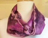 Felted Scarf Hand Dyed Silk Wool Multicolor Pink Purple Warm Winter Scarf