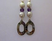 Vintage upcycled Mexican sterling/mother of pearl and amethyst earrings
