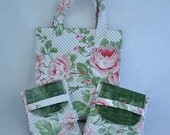 Eco Plastic-Lined Waterproof Reusable Lunch Bag, Sandwich Bag, Snack Bag Set with Laura Ashley Pink Roses 100% Reclaimed Materials