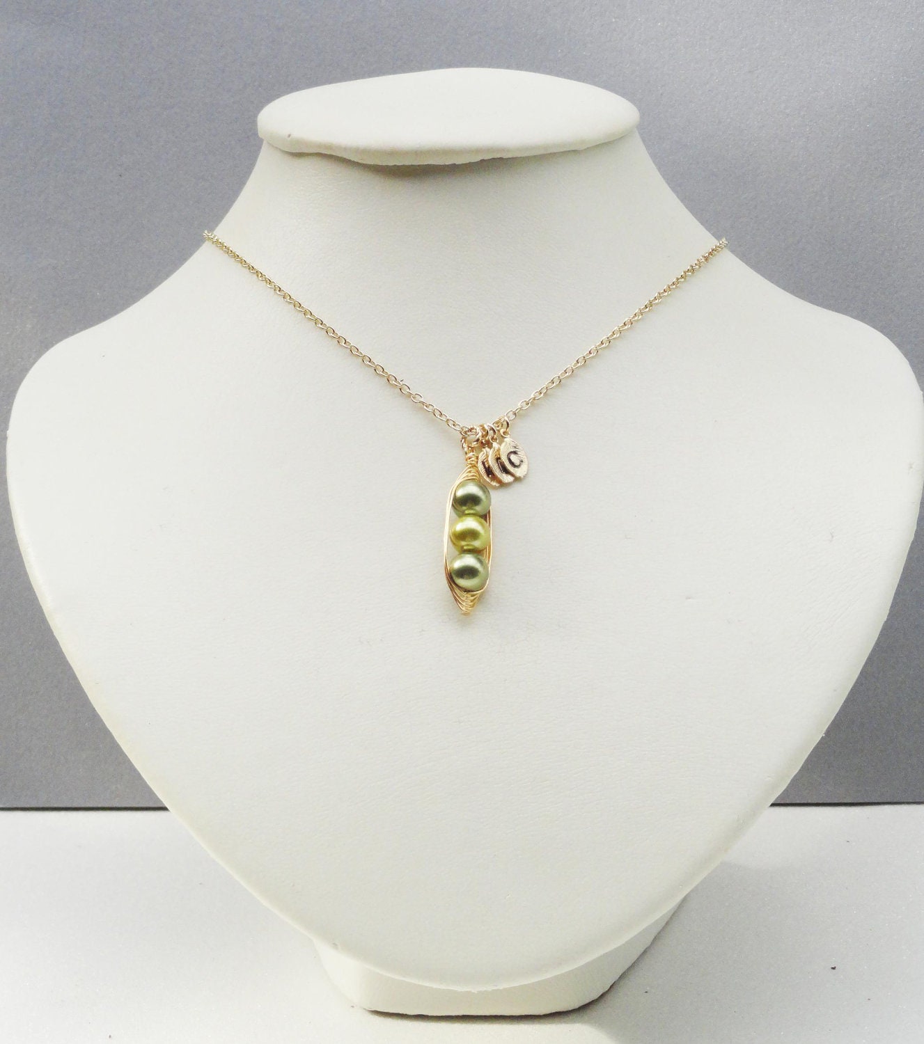 Two Or Three Peas In A Pod Shades Of Green Personalized Necklace