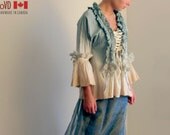 Teal Rococo Alice Gothic Lolita Marie Antoinette Steampunk Blouse. Ready to Ship Today Bust 38".