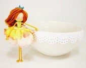Flower Dollhouse Doll, Pink Fairy Princess Miniature, Waldorf Toy, Pink and Yellow Doll, Petal Fairy Toy, Fairy Art Doll, Little Girl Gift