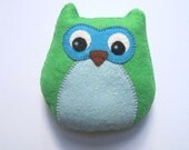 Owl Plush - Felt Green Kawaii Childs Toy - Christmas Stocking Stuffer