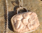 Angelskin Antique Czech Glass Large Rectangular Pendant