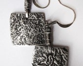 Reticulated Recycled Sterling Silver Square Earrings