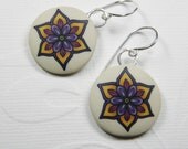 Autum Star Flower Round Dangle Millefiori Earrings