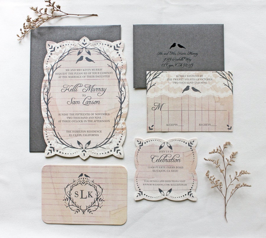 Vintage Garden Wedding Invitations