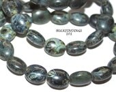 Black Natural Ovals Matte Beads 11x9mm
