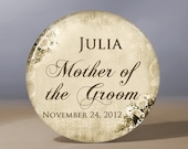 Pocket Mirror - Mother of the Groom Elegant Vintage Look 3.5 inch Pocket Mirror with Gift Bag - Weddings - Mother of the Groom Gift