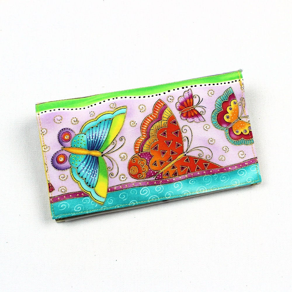 Laurel Burch Bright Butterflies Checkbook Cover, Duplicate Checks, Pen Holder