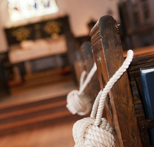 Nautical Wedding Pew Decorations,  8 knot chair or pew hanging knots for your beach wedding
