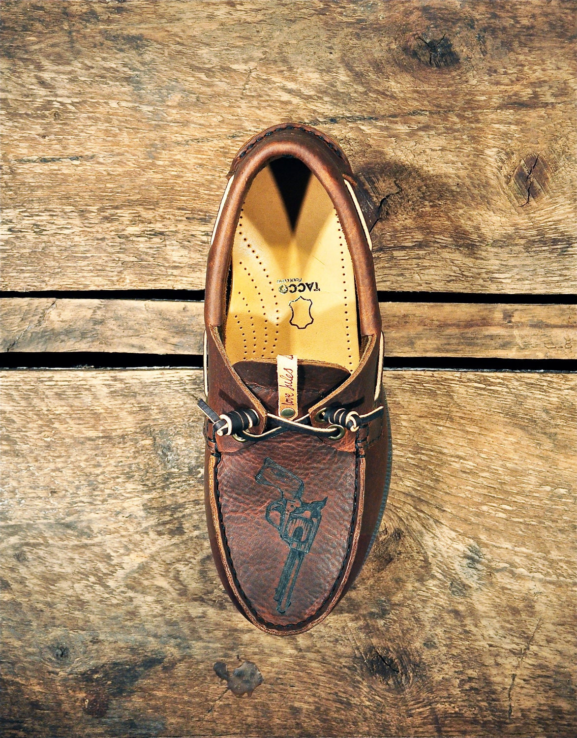 Annie Oakley "Westsiders" - Custom Handcrafted Oiled Dark Tan Leather Boat Shoes - MADE TO ORDER