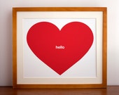 Valentines Print, Giclee Print, Relationship Art, Typography, Valentines Decor, Red Heart, - 8x10 - Conversation Heart - Free US Shipping