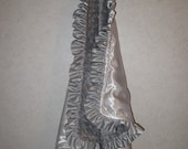 Baby Security Blanket Lovie Grey Satin Ruffle Minky 24x24