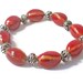 Red Porcelain Beaded Stretch Bracelet, Beaded Bracelet, Porcelain Bead Jewelry, Handmade Bracelet