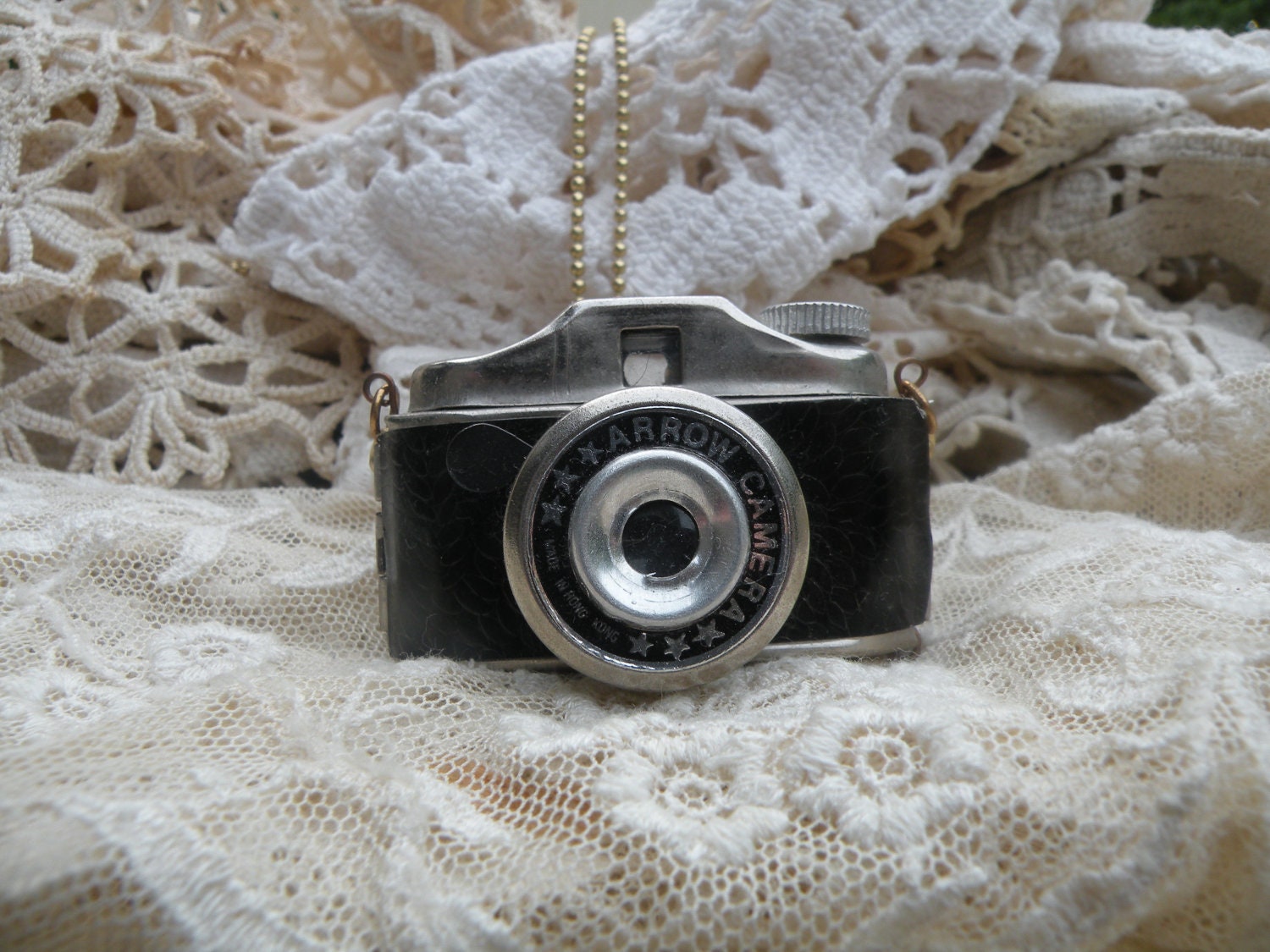 CAMERA SHY vintage assemblage necklace jewelry found object ooak unique photography buff conversation piece