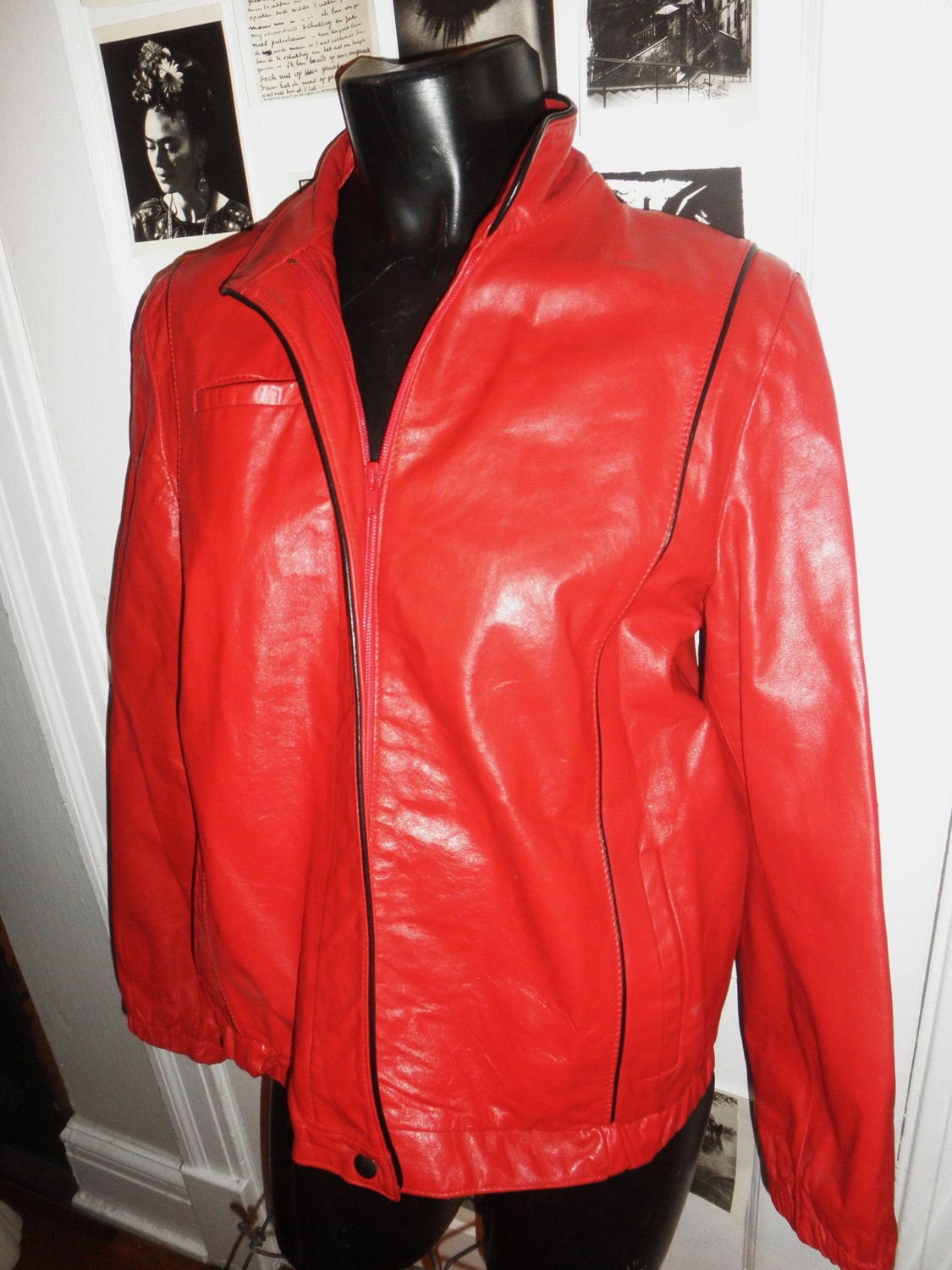 SALE Red Leather Jacket Michael Jackson Thriller Coat M/L