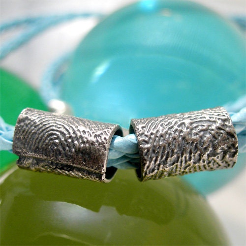 Fingerprint Jewelry, Silver Fingerprint Wrap Tube Bead, Braided Leather Necklace, Womens Mens Rustic Necklace, Personalized Jewelry for Dad