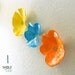 Ceramic Wall Art Bright Yellow, Orange and Turquoise Poppy Flower Trio, Children Decor, Nursery Decor, Kid Decor