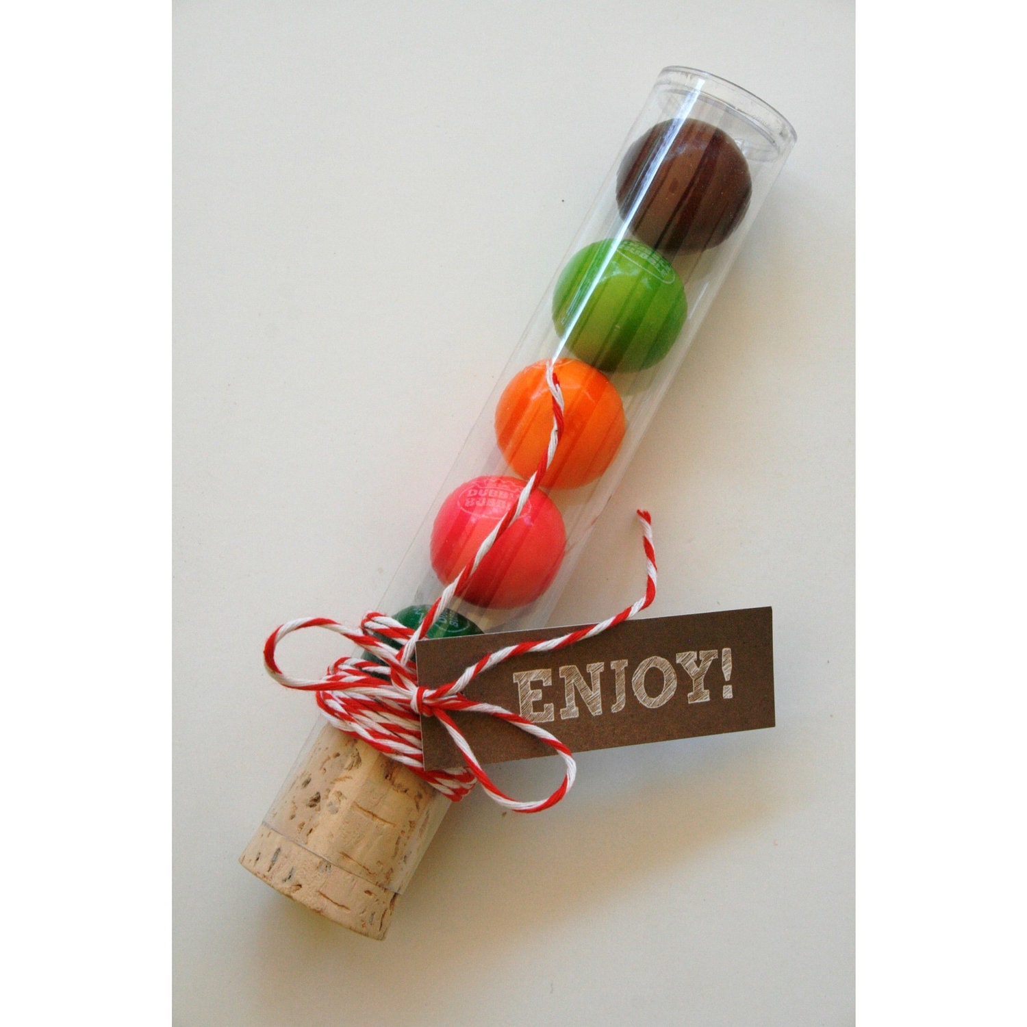 15 Clear FDA Plastic Gumballs Favor Tubes and Corks