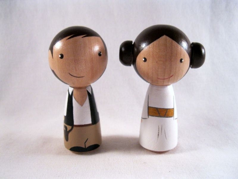 Kokeshi Princess Leia Han Solo Peg Doll collectable