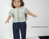 Blue Floral Blouse and Jeans fits 18 inch dolls
