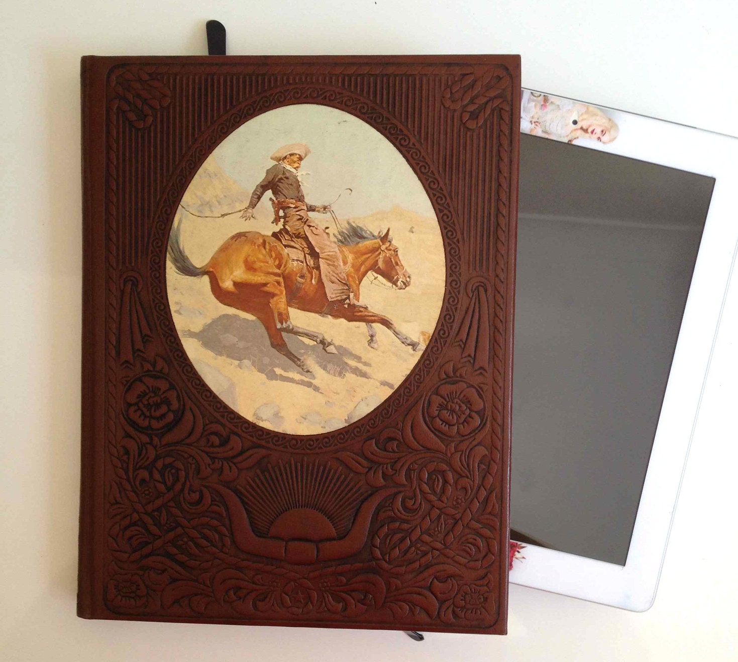 Rare Leather Book Ipad Case - Old West Series