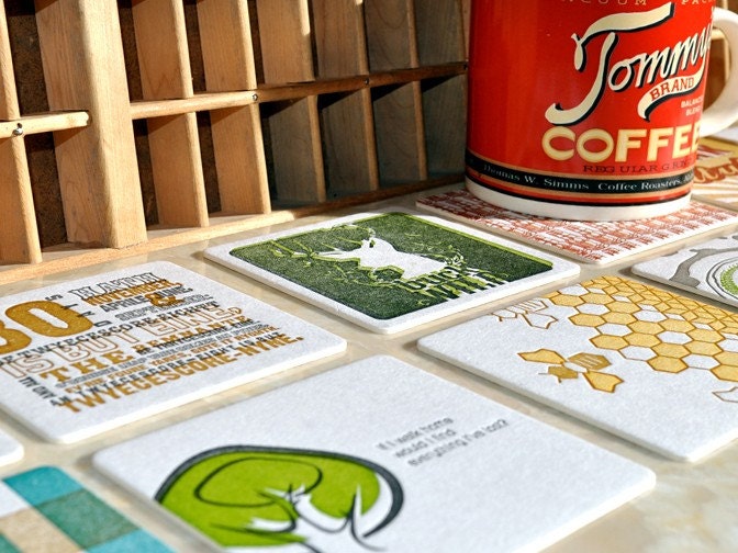 2012 & 2011 Letterpress Coaster Calendars - RESERVED for Laura Mullen