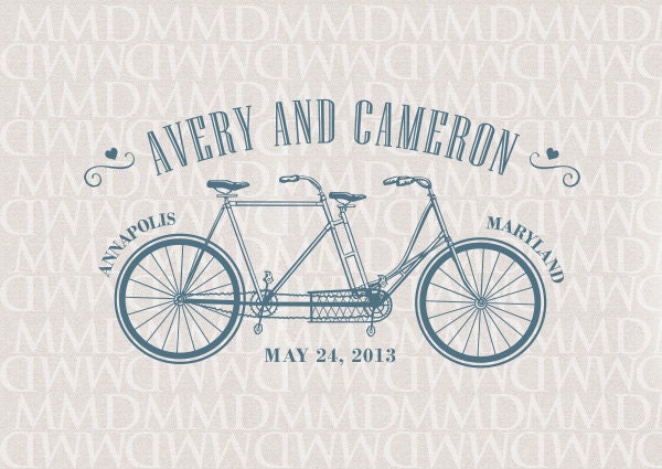 Bicycle Built For Two Vintage Wedding Logo - digital file