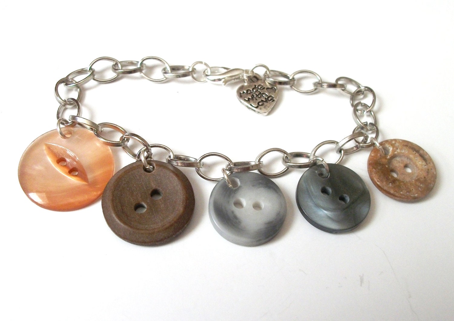 Recycled Button Charm Bracelet no.6