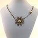 Yellow Flower Necklace Vintaj Brass Chain Vintaj Filigree Flower Glass Pearl Antique Brass Bead Caps Beaded Chain Handmade