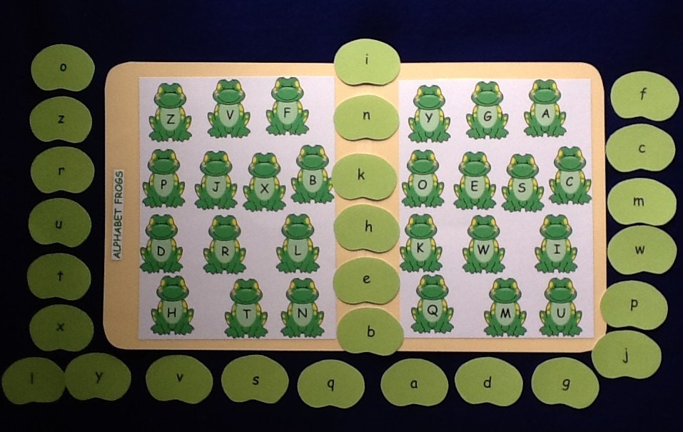 NEW Laminated Frog and Lily Pad Alphabet Letters File Folder Game