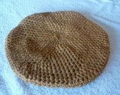 Crochet Beret Adult in Honey Brown or Your Color of Your Choice.