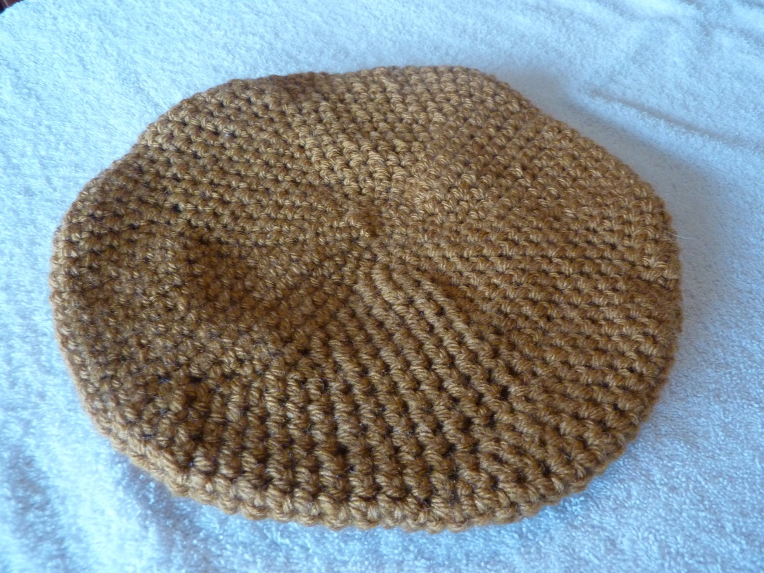 Crochet Beret Adult in Honey Brown or Your Color of Your Choice.