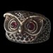 Sterling Silver Owl ring with garnet - All Sizes