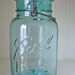 Antique/Vintage Blue Ball Mason Jar with Wire Bail & Lid
