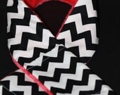 Camera Strap Slipcover Slip Cover Black and White Chevron with Watermelon Minky  Free Lens Cap Pocket