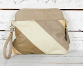 Neutral striped Clutch / Wristlet