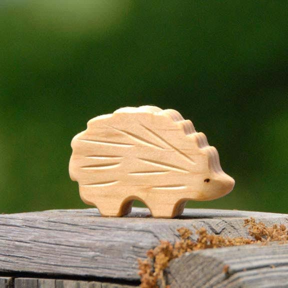 Carved Wooden HEDGEHOG Porcupine, Handmade Toy Animal, Waldorf Inspired