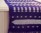 Sapphire Blue And White Handwoven Table Runner