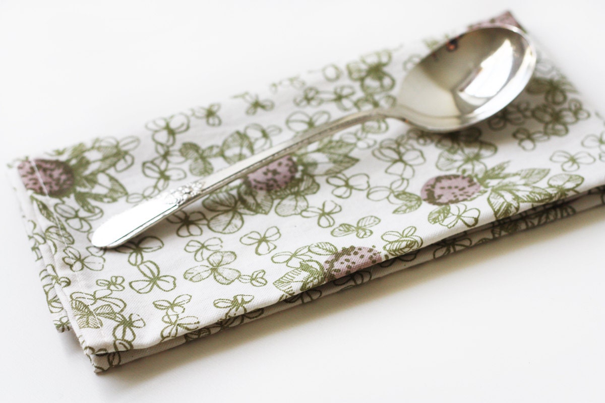 Organic Cotton Napkins (set of 2) Green Clover