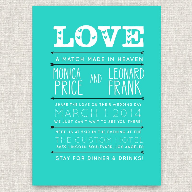 Love - modern wedding invitation with kraft envelopes