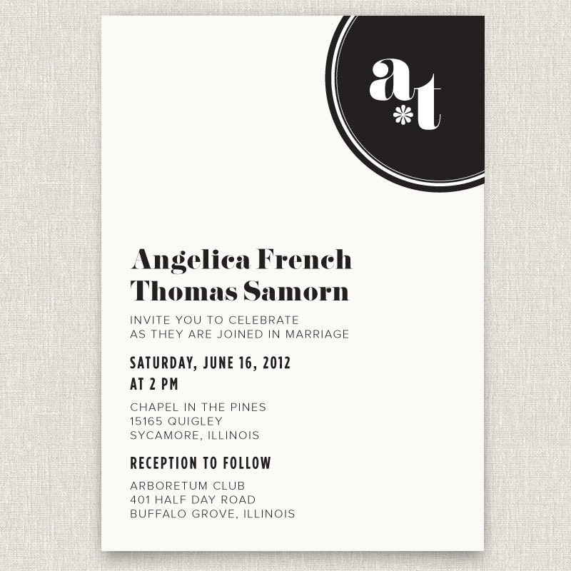 Perfect - graphic black and white wedding invitation with kraft envelopes