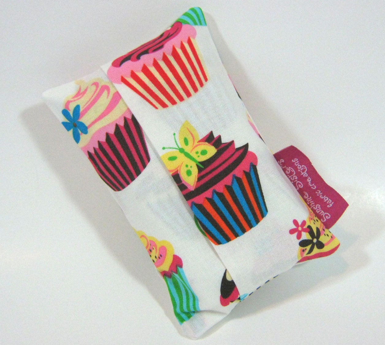 Cupcake Tissue Pouch- Travel Tissue Case using Robert Kaufman's Sweet Tooth Cupcake Fabric