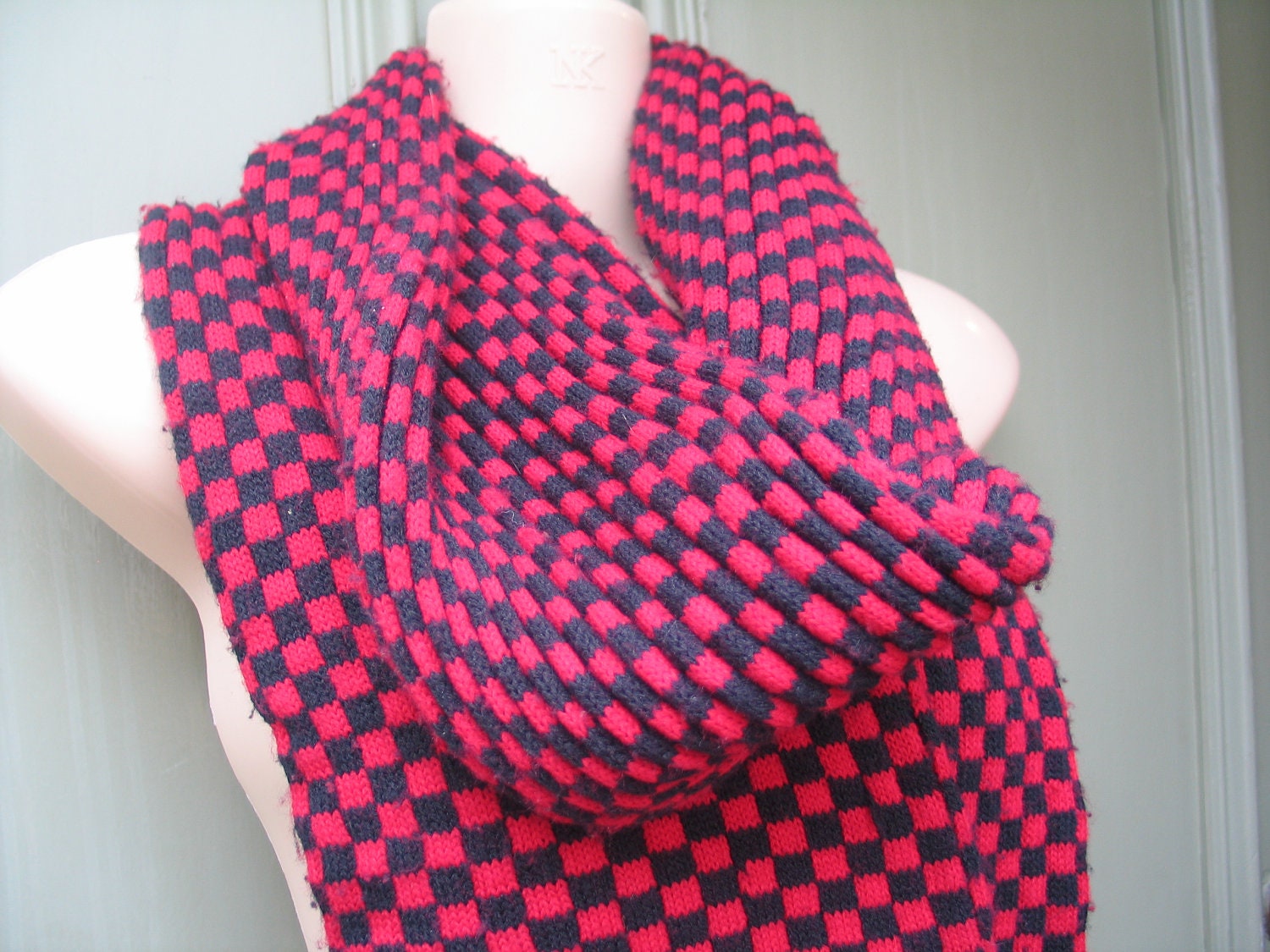 FINAL CLEARANCE Modtastic red and black checkerboard scarf