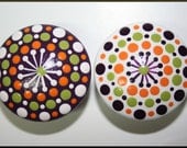 White with Purple, Lime Green, Orange Polka Dot Dresser Drawer Knob