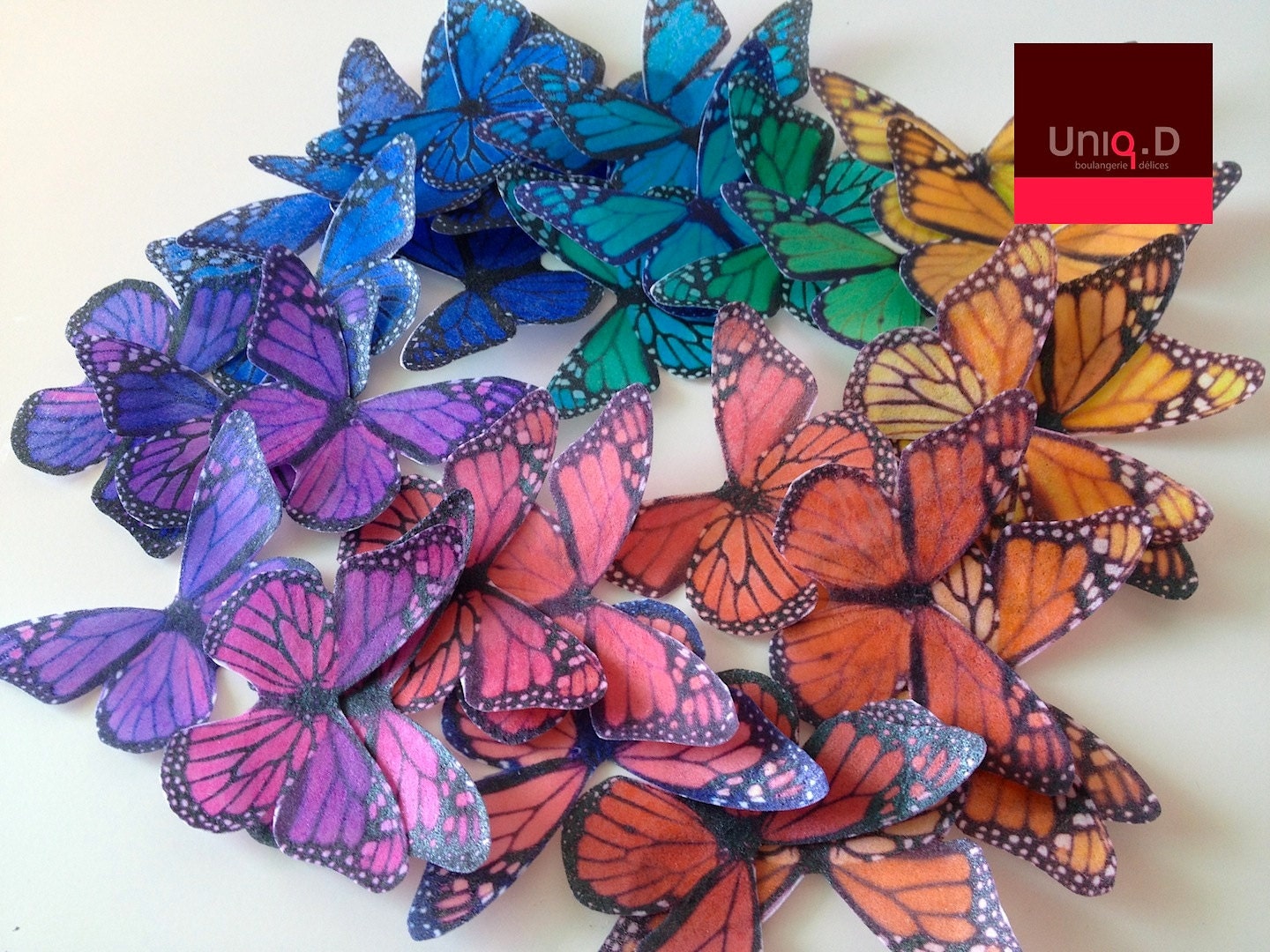 BUY 35 xlarge get 5 FREE edible rainbow butterflies - wedding favors - cake decoration - edible RAINBOW butterflies by Uniqdots on Etsy