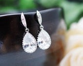 Wedding Jewelry Bridesmaid Jewelry Bridal Earrings Bridesmaid Earrings Cubic Zirconia Tear drops Earrings