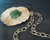 Silversmith pendant necklace green aventurine flower