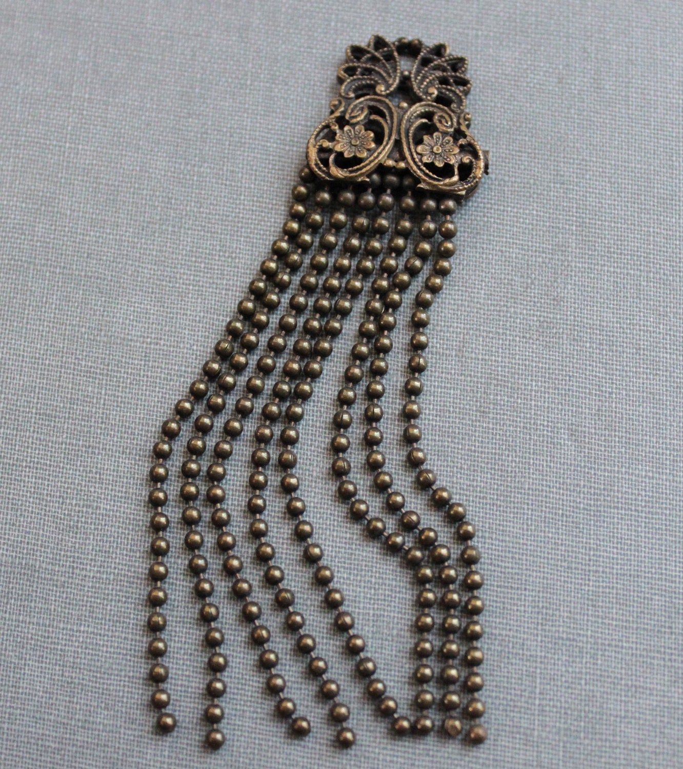 Large Art Nouveau Filigree Tassel Pendant